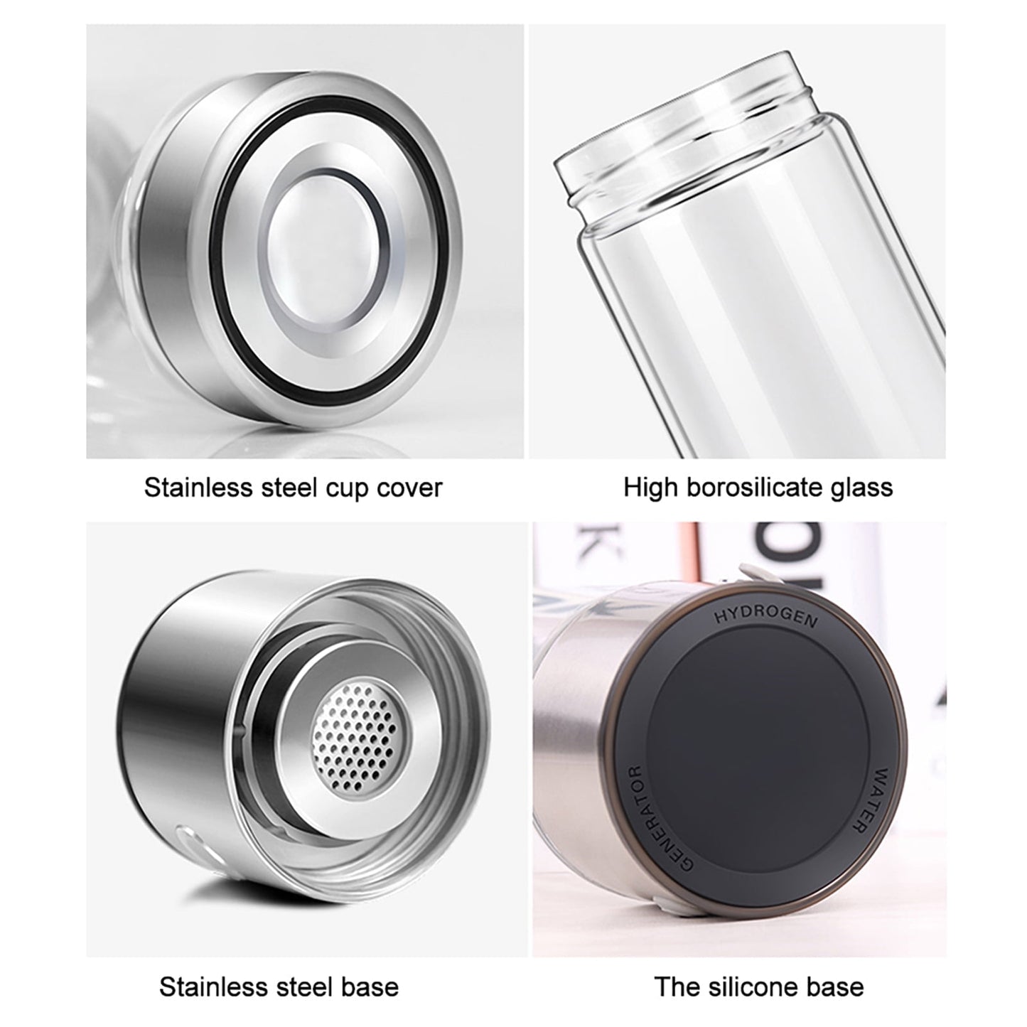 420ml Hydrogen Water Bottle Portable Hydrogen Water Ionizer Machine, USB Rechargeable Hydrogen Water Generator, Hydrogen Rich Water Glass Health Cup for Home Travel
