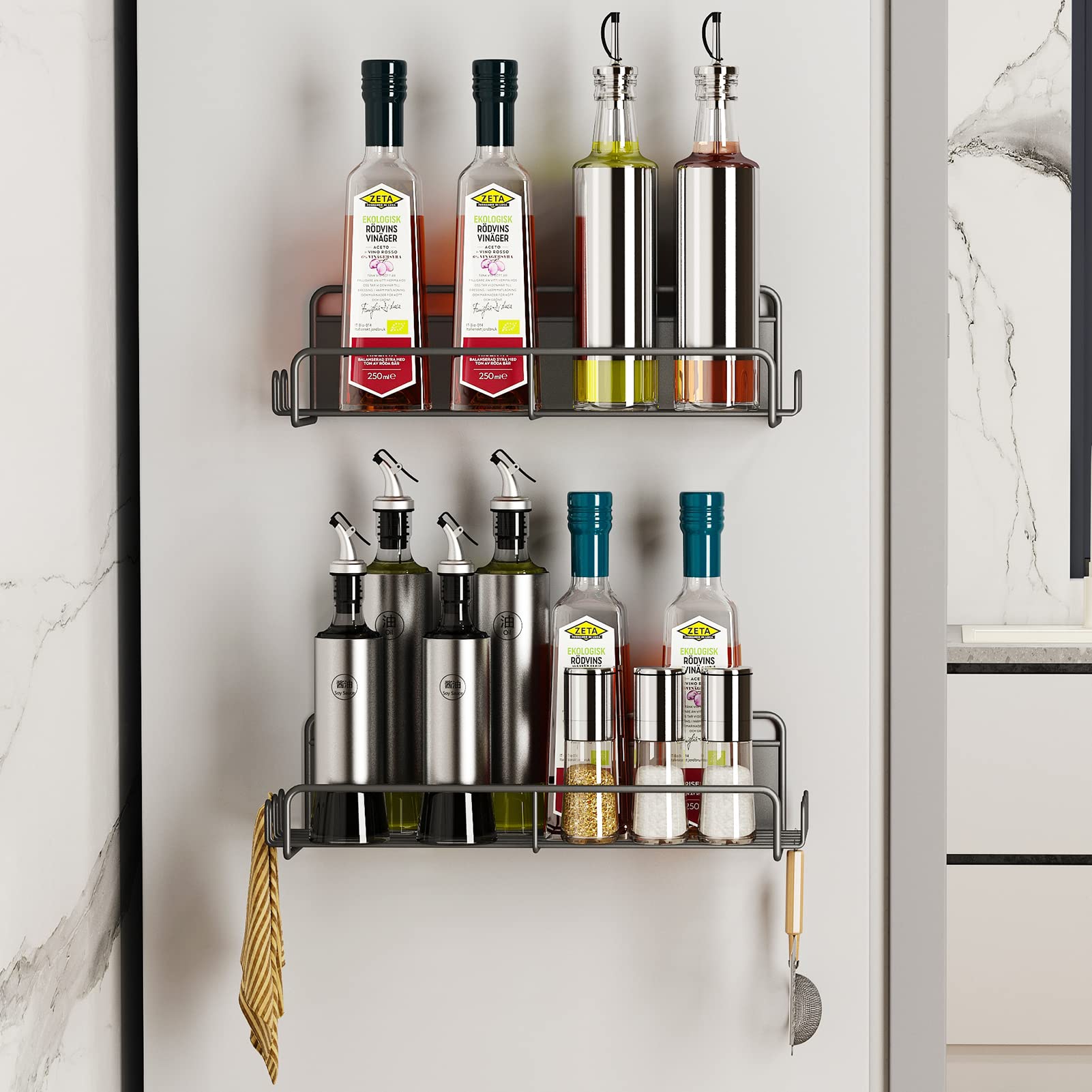 Godboat Magnetic Spice Rack for Refrigerator, 2 Pack Magnetic Spice Ra ...