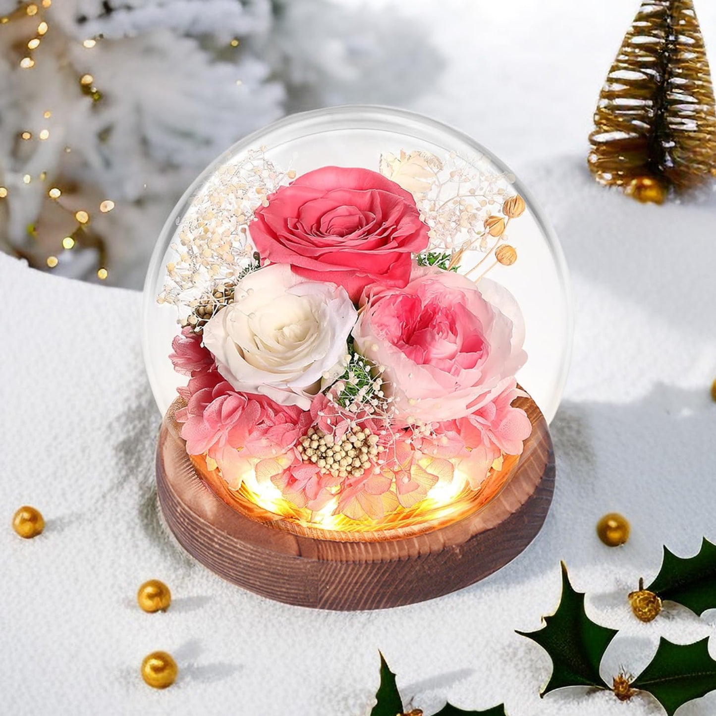 Godboat Forever Rose Gifts for Women, Preserved Rose, Valentines Day Gifts, Valentines Day Decorations, Romantic Gifts for Wife, Rose in Glass Cover Gifts, Birthday Gifts, Wedding Decoration
