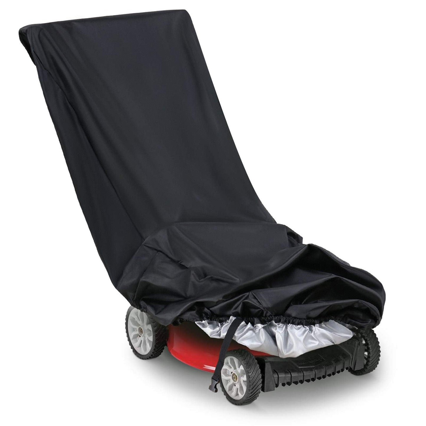 Lawn Mower Cover with Drawstring, Waterproof Push Mower Cover, UV Protection Snow Rain Wind Dust, Storage Bag with Buckle