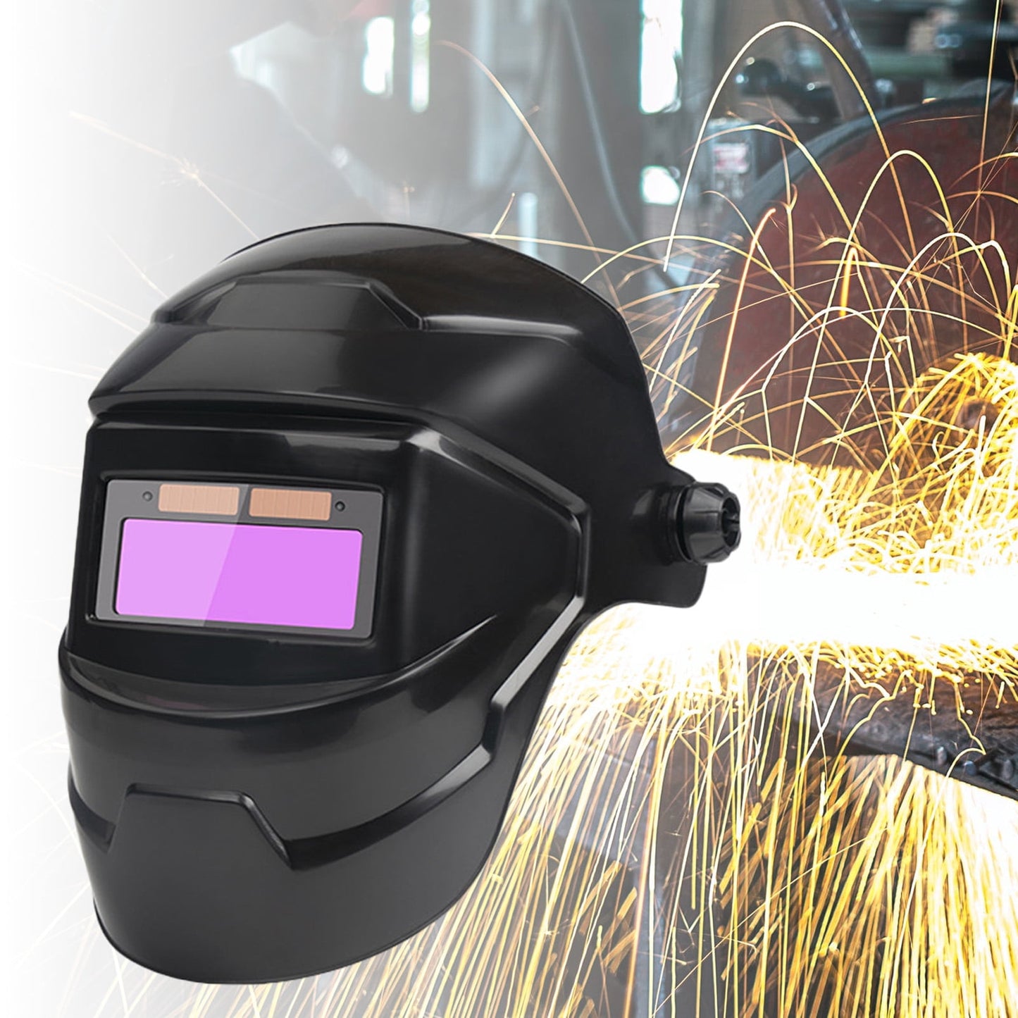 Solar Powered Welding Helmet Auto Darkening, Large Viewing LCD Clear Welding Shield Grinding Hood Safety Gear