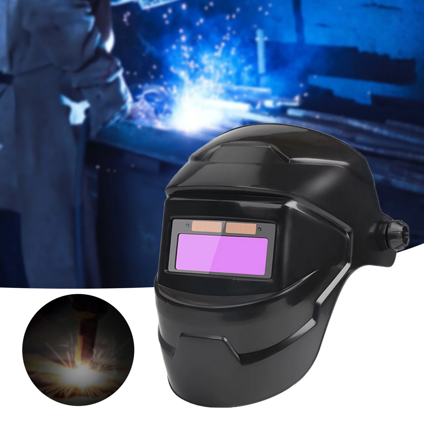 Solar Powered Welding Helmet Auto Darkening, Large Viewing LCD Clear Welding Shield Grinding Hood Safety Gear