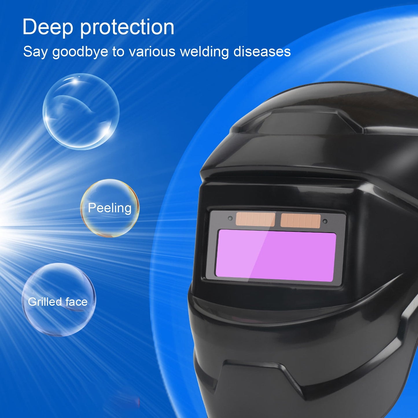 Solar Powered Welding Helmet Auto Darkening, Large Viewing LCD Clear Welding Shield Grinding Hood Safety Gear