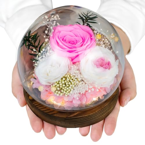 Godboat Forever Rose Gifts for Women, Preserved Rose, Valentines Day Gifts, Valentines Day Decorations, Romantic Gifts for Wife, Rose in Glass Cover Gifts, Birthday Gifts, Wedding Decoration