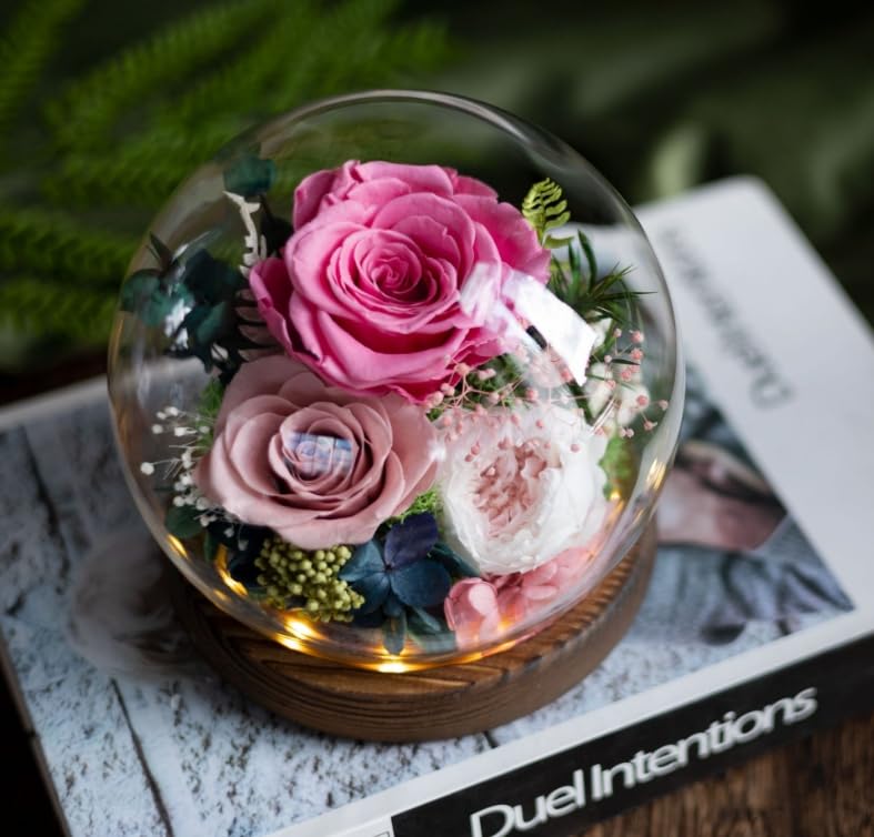 Godboat Forever Rose Gifts for Women, Preserved Rose, Valentines Day Gifts, Valentines Day Decorations, Romantic Gifts for Wife, Rose in Glass Cover Gifts, Birthday Gifts, Wedding Decoration
