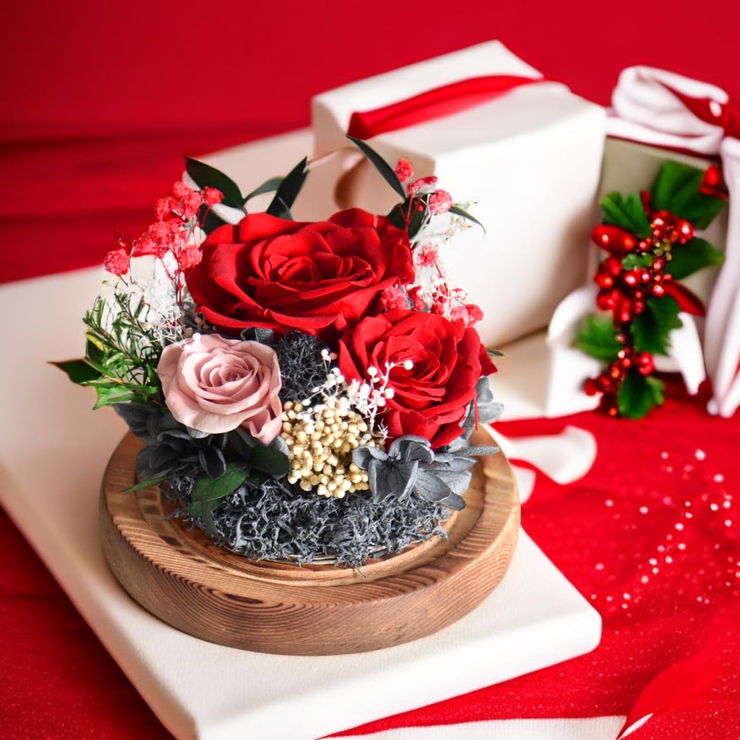 Godboat Forever Rose Gifts for Women, Preserved Rose, Valentines Day Gifts, Valentines Day Decorations, Romantic Gifts for Wife, Rose in Glass Cover Gifts, Birthday Gifts, Wedding Decoration