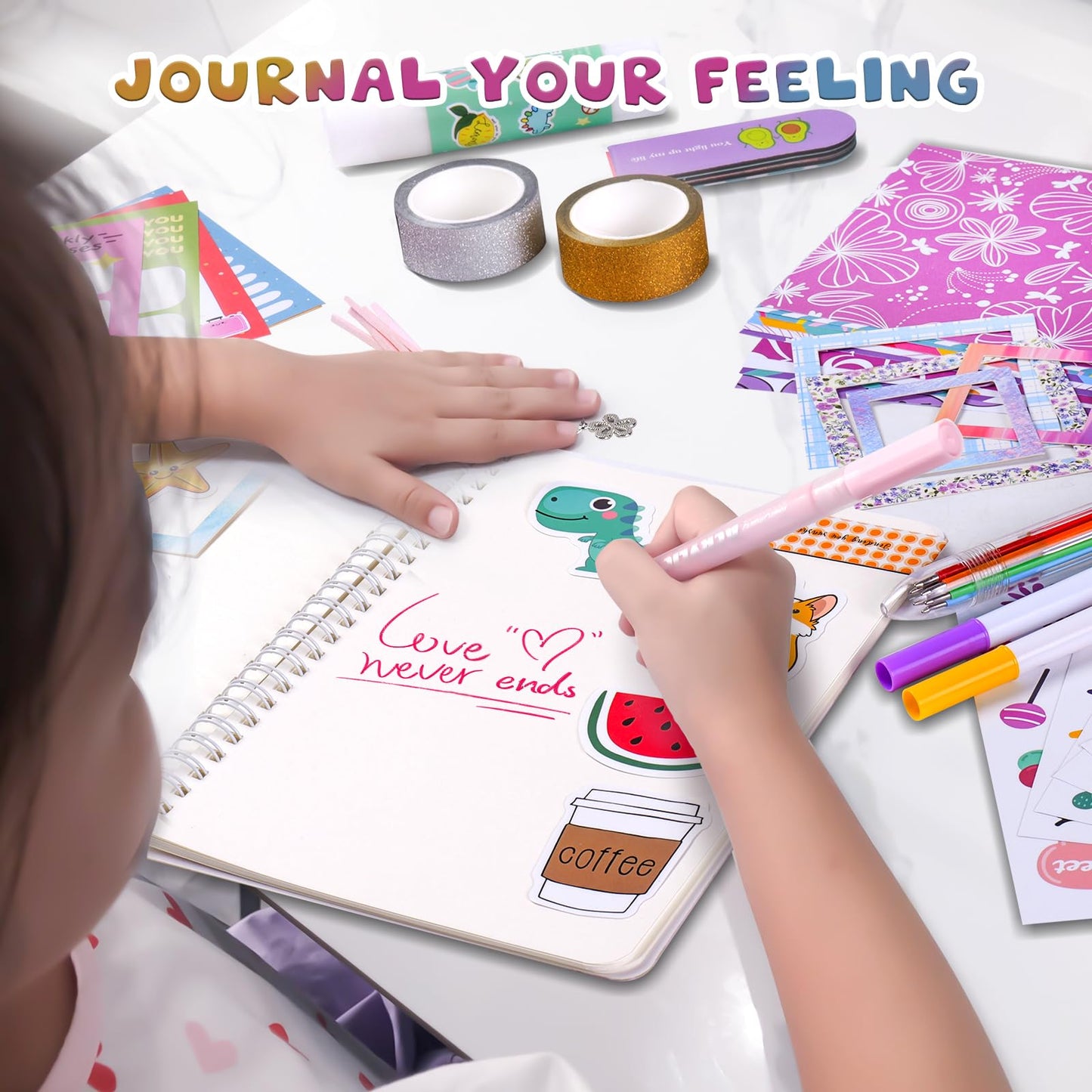 Godboat Journal Set for Girls Ages 8-12, Teen Girl Gifts, Personalized Gifts 6-15, Teenage Girls Gifts Ideas, Art Supplies for Kids 9-12, Scrapbook Kit, Crafts for Girls Ages 8-12