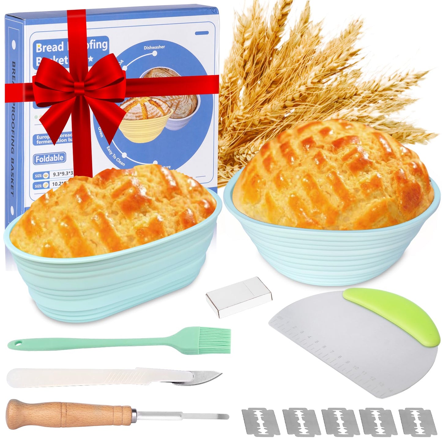 Godboat Sourdough Bread Baking Supplies, Bread Proofing Basket, Bread Basket Making Supplies Tool, 9" Bread Proofing Basket, Non-Stick Bread Making Tools, Proofing Bowls, Gift For Mother Or Wife