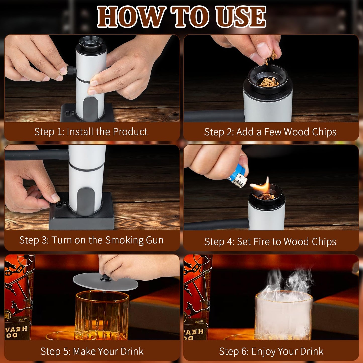 Godboat Smoke Gun for Cooking, Smoking Gun Food Smoker, Smoke Gun for Cocktails, Old Fashioned Drink Cocktail Smoker Kit, Bourbon Whiskey Portable Smoker Infuser, Birthday Gifts for Man, Dad, Husband