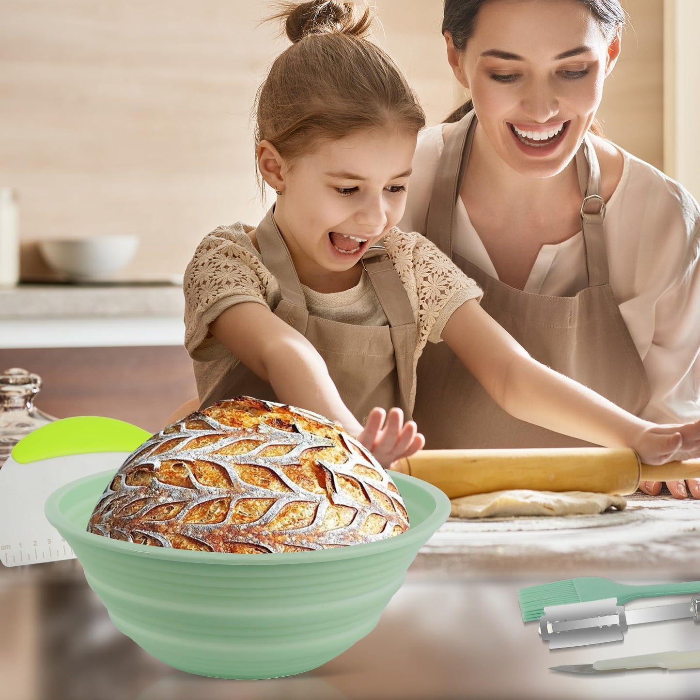 Godboat Sourdough Bread Baking Supplies, Bread Proofing Basket, Bread Basket Making Supplies Tool, 9" Bread Proofing Basket, Non-Stick Bread Making Tools, Proofing Bowls, Gift For Mother Or Wife