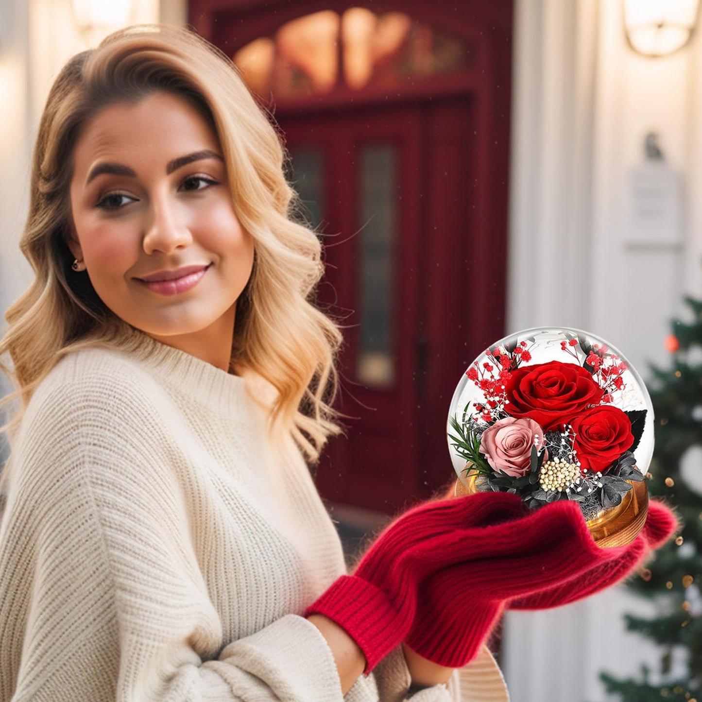 Godboat Forever Rose Gifts for Women, Preserved Rose, Valentines Day Gifts, Valentines Day Decorations, Romantic Gifts for Wife, Rose in Glass Cover Gifts, Birthday Gifts, Wedding Decoration