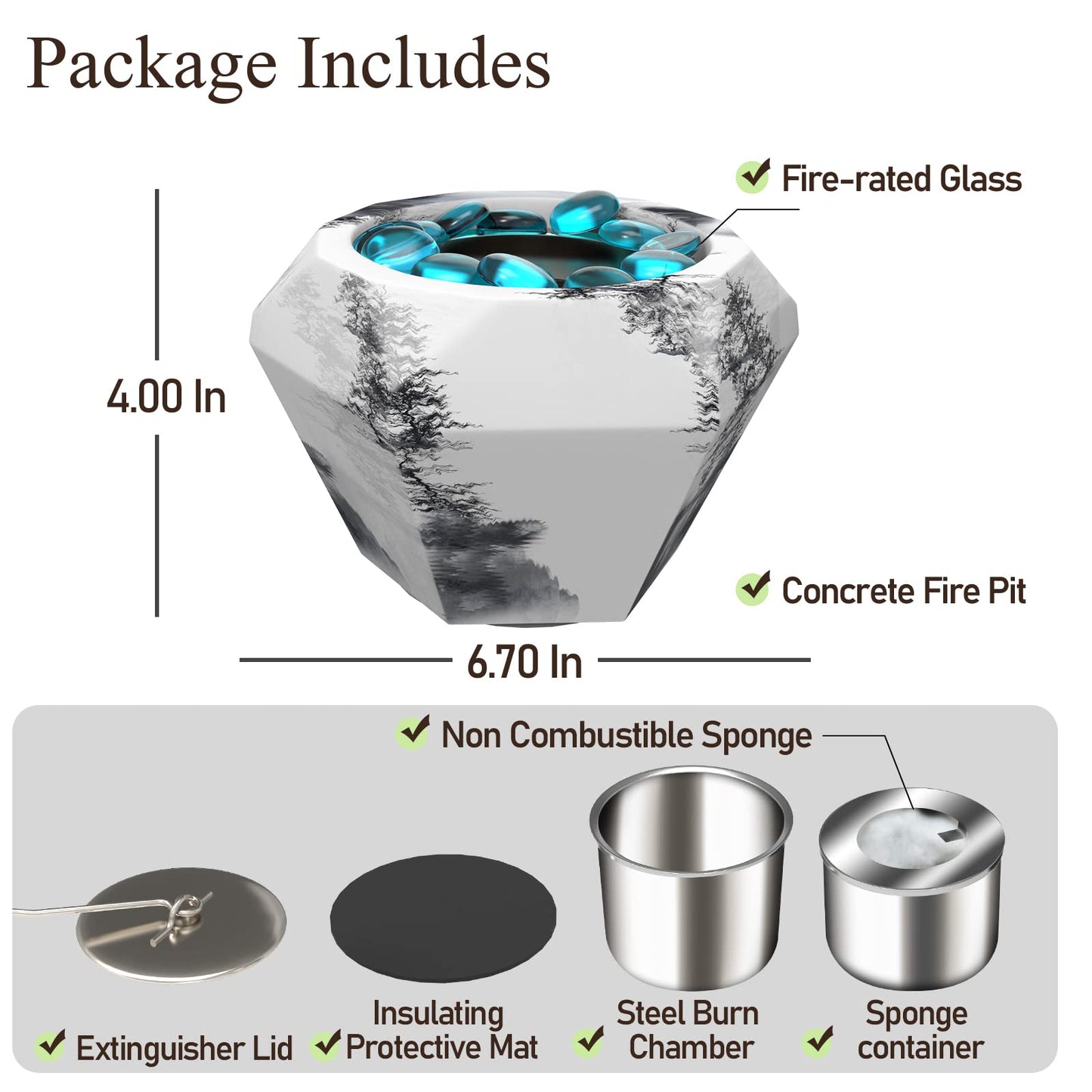 Godboat Tabletop Fire Pit, Small Table Top Firepit, Smokeless Fire Pit Bowl for Table, Tabletop Fire Pit Bowl for Smores Maker, Garden Mini Fire Pit for Table, Indoor Fireplace Decor