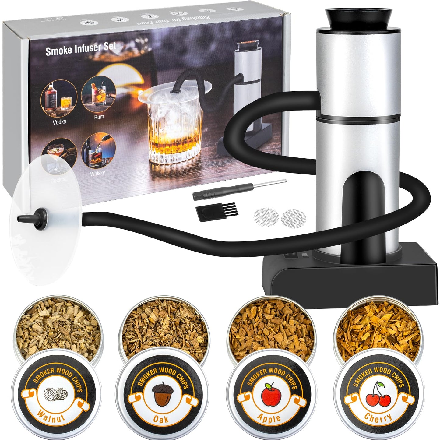 Godboat Smoke Gun for Cooking, Smoking Gun Food Smoker, Smoke Gun for Cocktails, Old Fashioned Drink Cocktail Smoker Kit, Bourbon Whiskey Portable Smoker Infuser, Birthday Gifts for Man, Dad, Husband