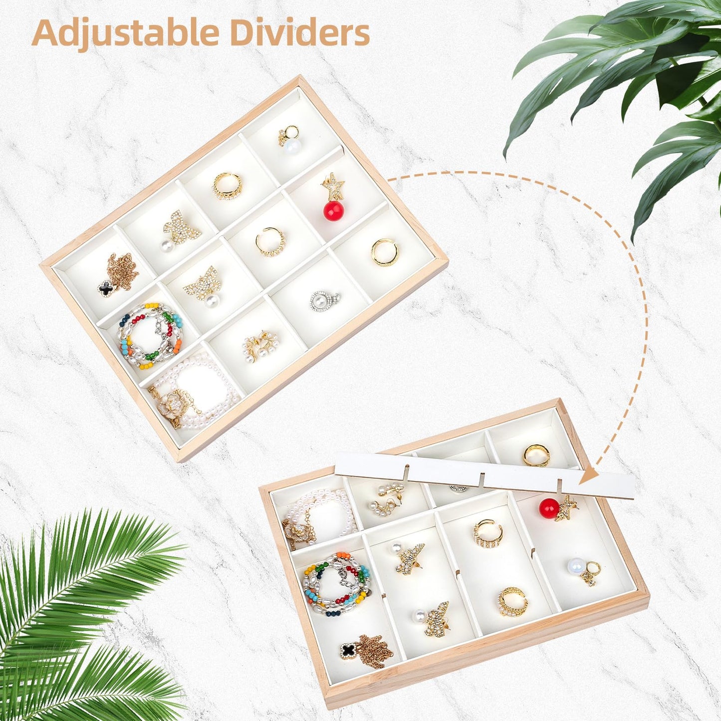 Jewelry Organizer Tray Set of 4 - Stackable Jewelry Organizer Drawer Inserts | Gift Idea for Girls and Women