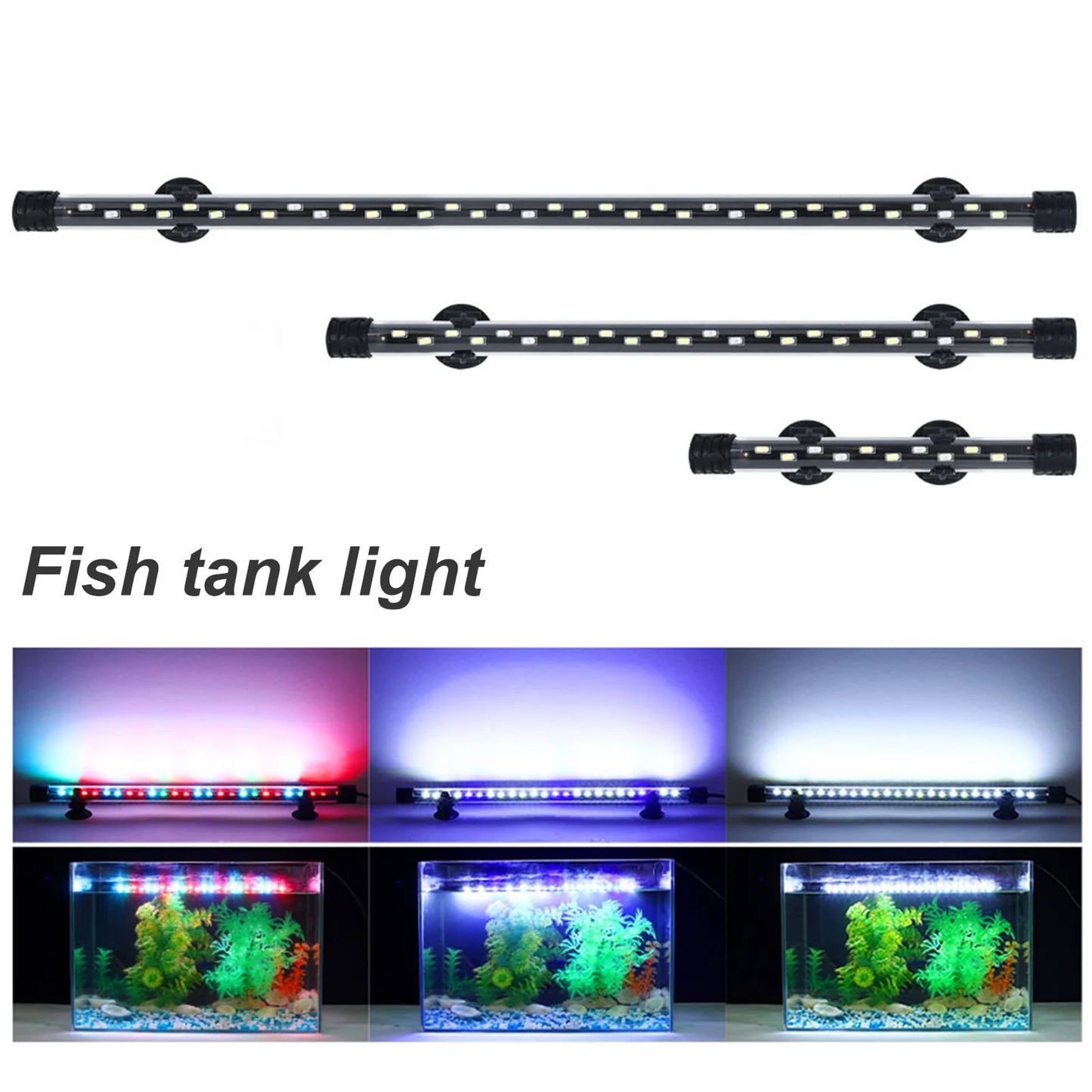 Aquarium Light Fish Tank Underwater Lamp, Multi-Color Light Effect LED Compact Aquariums Lighting Decoration