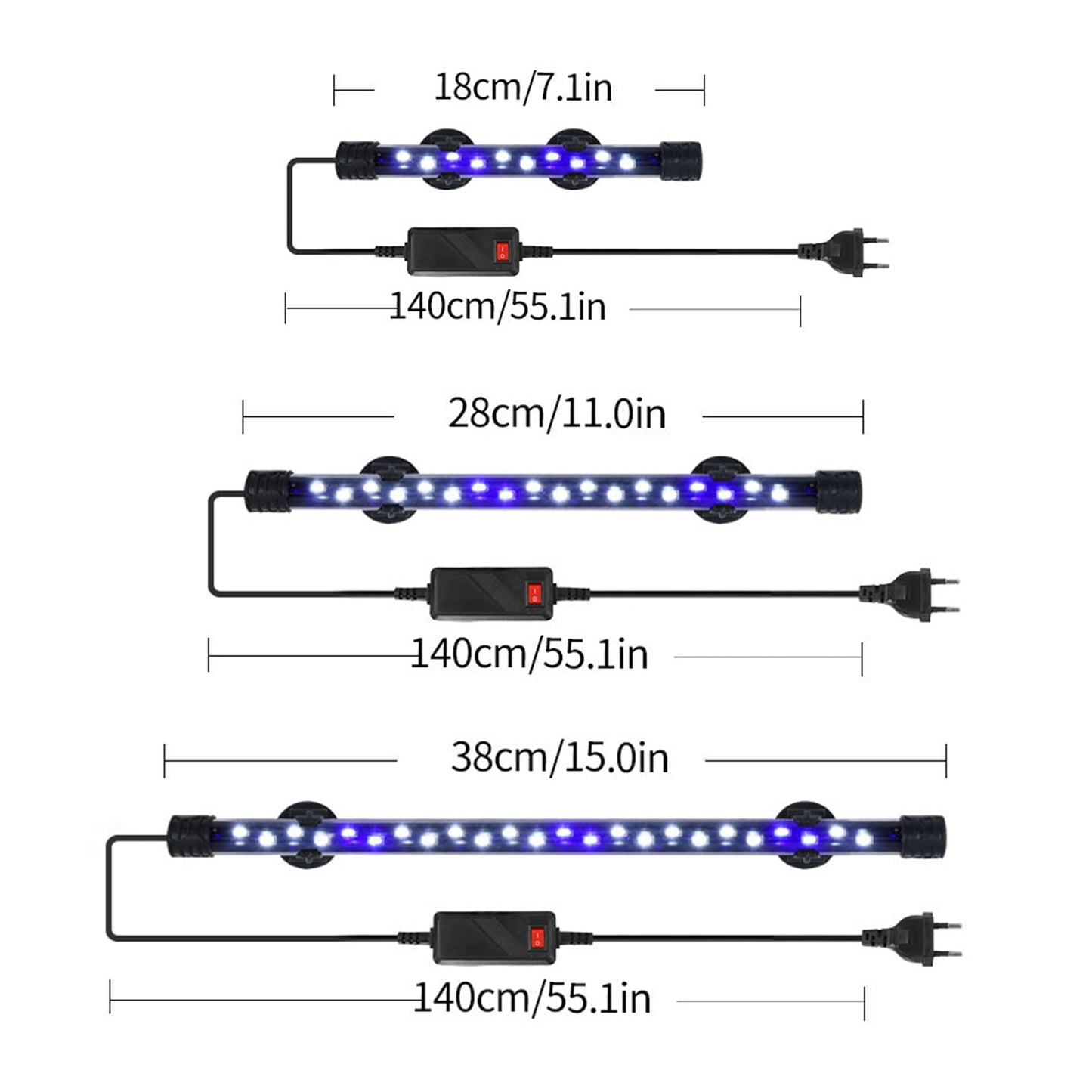 Aquarium Light Fish Tank Underwater Lamp, Multi-Color Light Effect LED Compact Aquariums Lighting Decoration