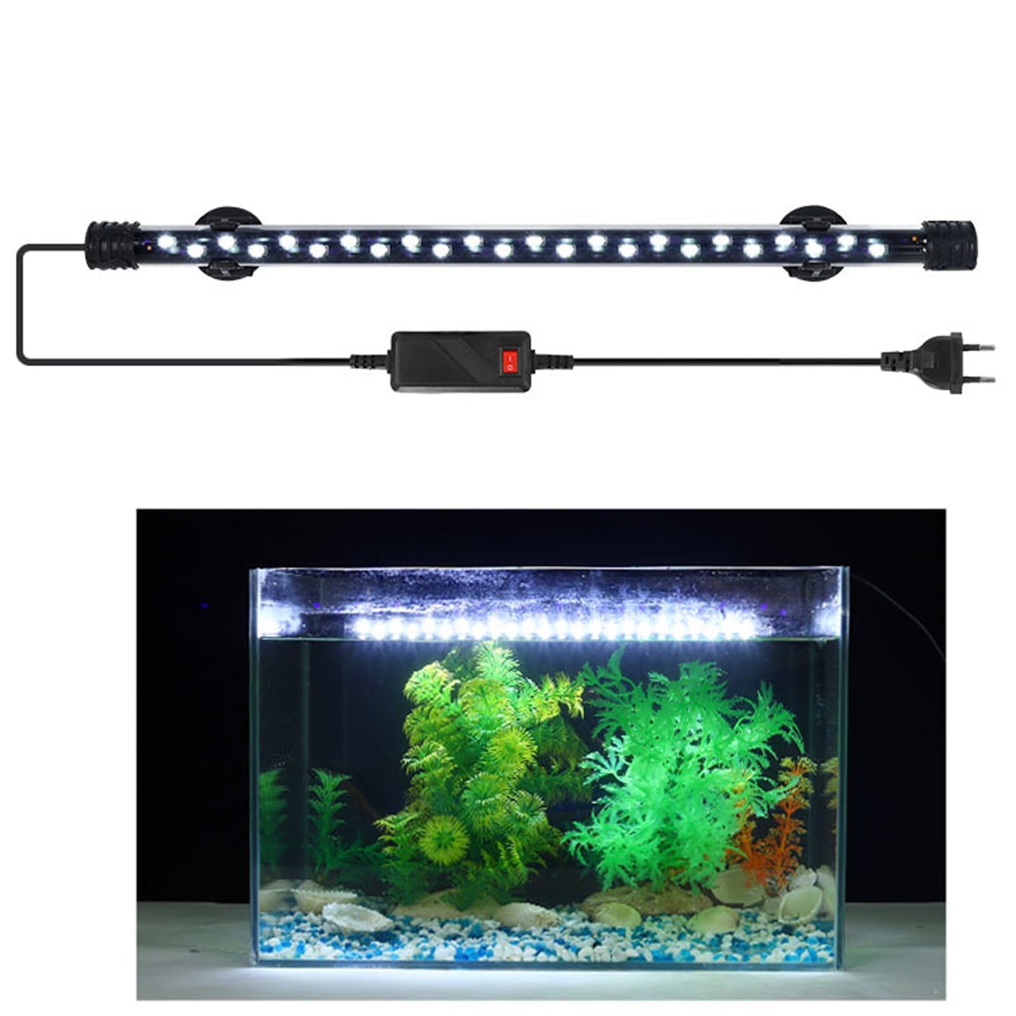 Aquarium Light Fish Tank Underwater Lamp, Multi-Color Light Effect LED Compact Aquariums Lighting Decoration