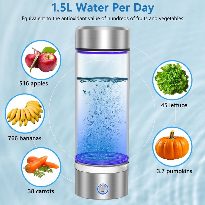420ml Hydrogen Water Bottle Portable Hydrogen Water Ionizer Machine, USB Rechargeable Hydrogen Water Generator, Hydrogen Rich Water Glass Health Cup for Home Travel